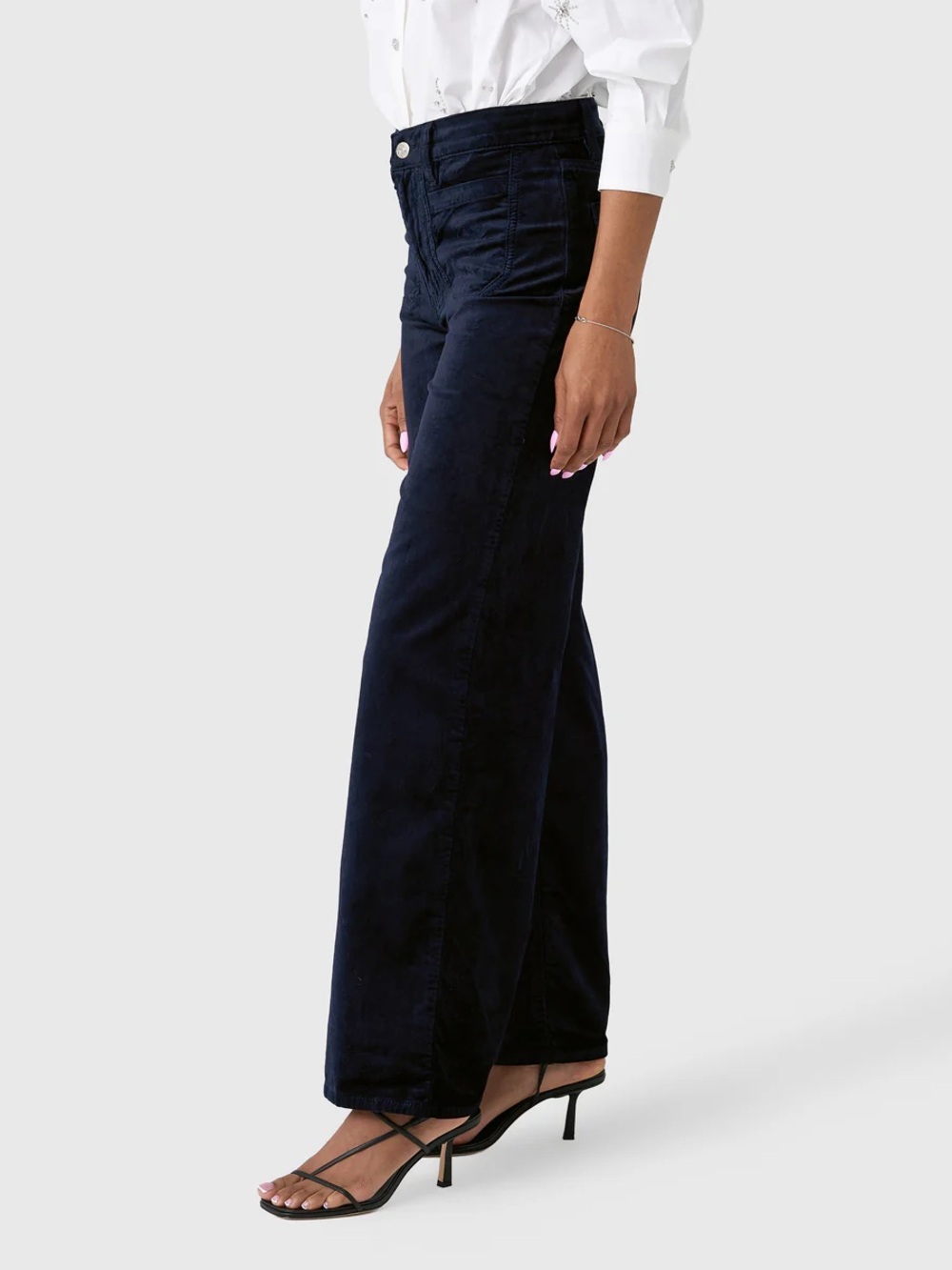 NWT Frame Le-Slim Palazzo Modernest Pocket Jean in Navy Velvet Size 26 - Picture 2 of 14